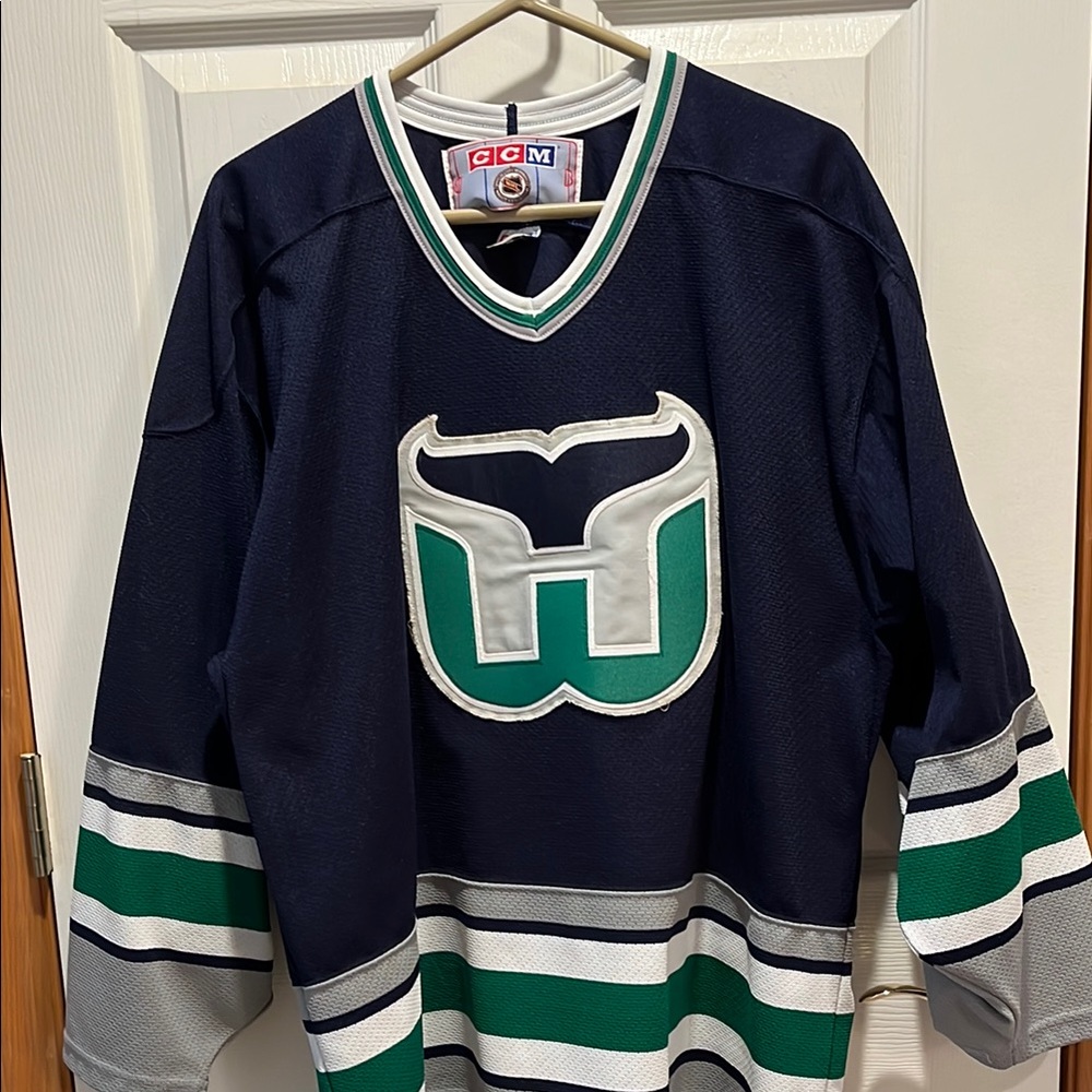 CCM Navy and Green Hockey Jersey